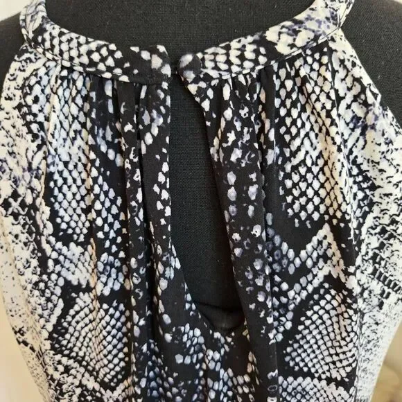 Nicole Miller Womens Snake Print Halter Sleeveless Mini Dress Black White Medium - Picture 5 of 11